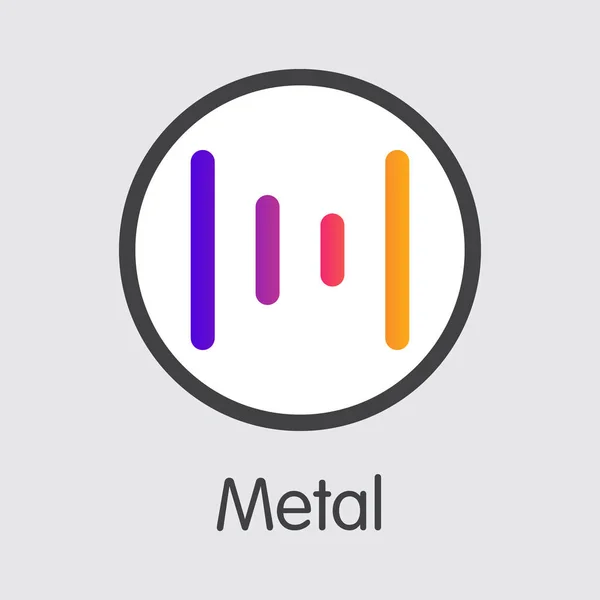 MTL - Metallo. L'icona della criptovaluta o emblema di mercato . — Vettoriale Stock