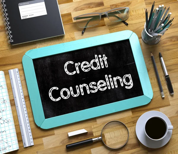Krediet counseling concept op kleine schoolbord. 3d. — Stockfoto