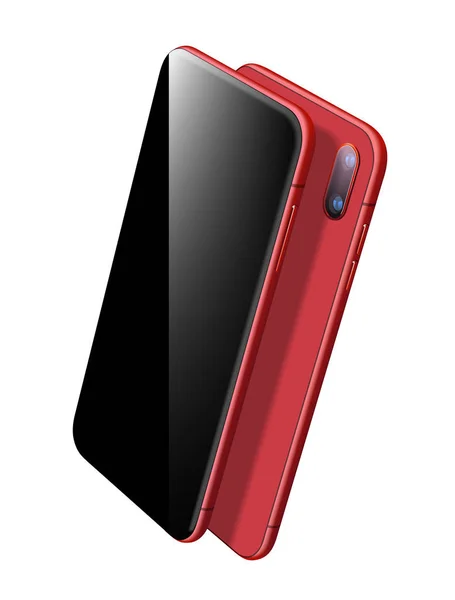 Röd smartphone vektor driva med. Isolerad på vitt. — Stock vektor