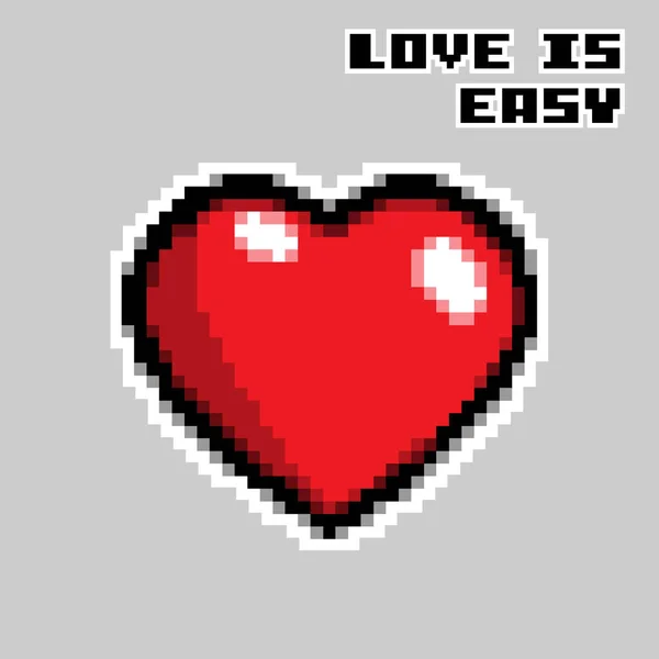 Pixel Art Heart. Love and Valentine. Vector Illustration. — Stock Vector