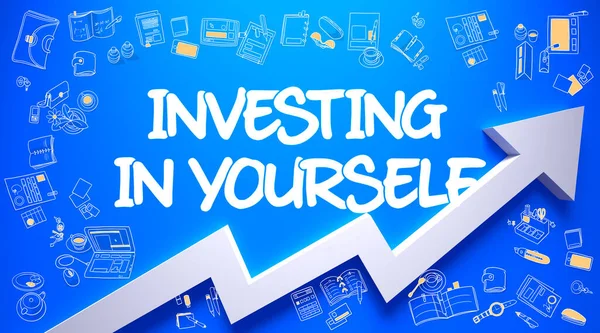 Investeren in jezelf getekend op Azure Surface. — Stockfoto