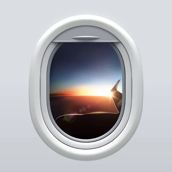 Vista desde la ventana del avión hacia el cielo y el ala. — Archivo Imágenes Vectoriales