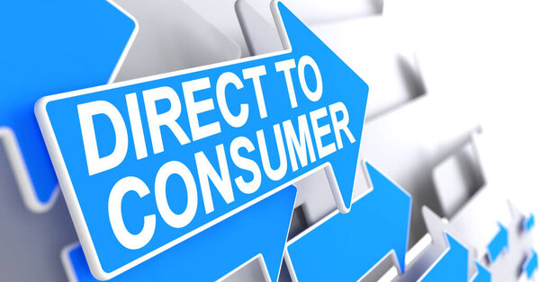 Direct To Consumer - Текст на Blue Pointer. 3D.