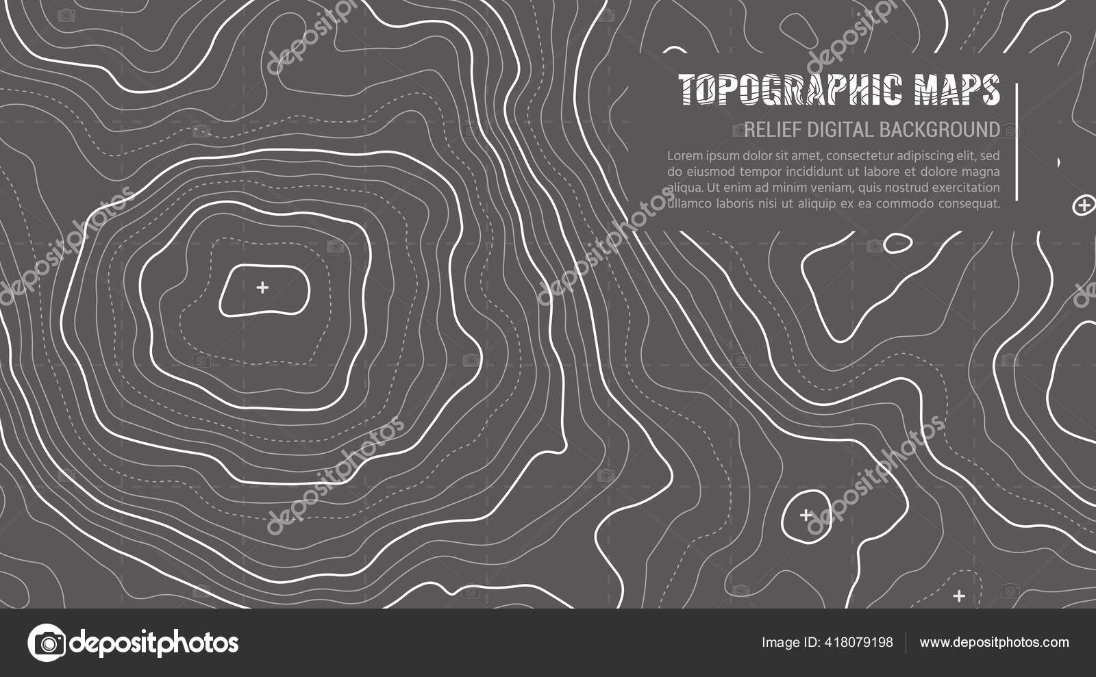 지형 지도 윤곽 배경. 스톡 벡터 - ©tashatuvango 418079198