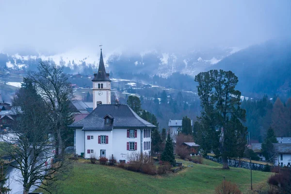 Beautiful View Grindelwald Village Morning Alpine Mountain Range Background Switzerland — Stock Photo, Image