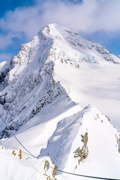 Zobrazit Slunečného Dne Jungfrau Hlavní Vrcholy Bernských Alp Švýcarsku — Stock fotografie