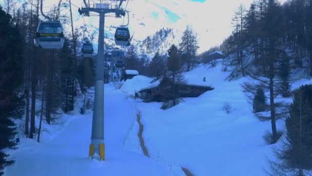 Ζερμάτ Ελβετία Μαρτίου 2018 Προβολή Από Matterhorn Express Τελεφερίκ Από — Αρχείο Βίντεο