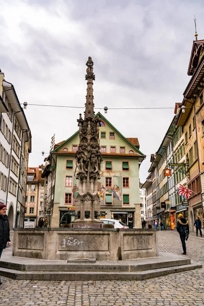 Luzern Schweiz Mars 2018 Visa Den Gamla Gatan Luzern Den — Stockfoto