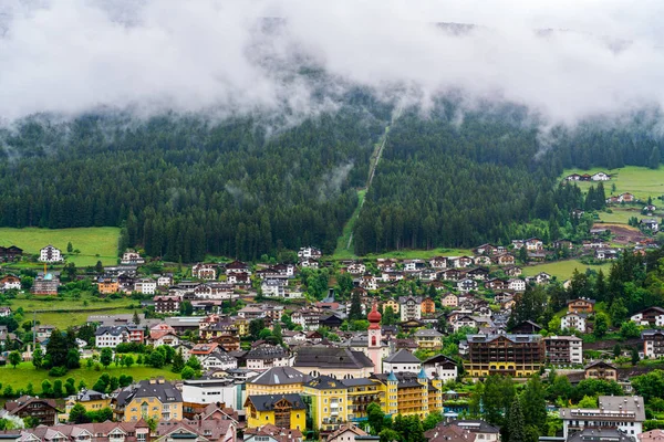 View Ortisei Village South Tyrol Italy Rain Rain Clouds Covered — Stock Photo, Image