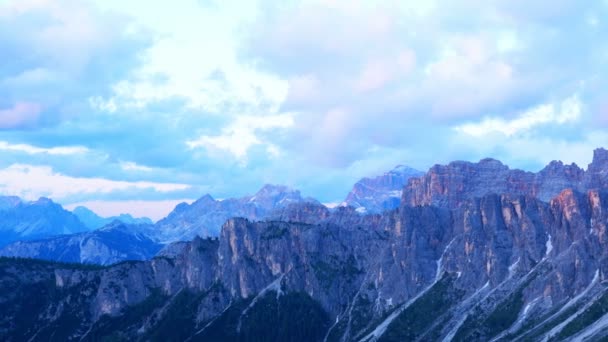 View Beautiful Limestone Mountain Italian Alps Dolomites Giau Pass South — Stock Video