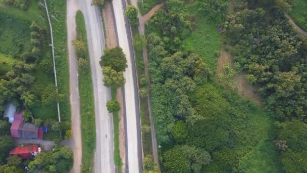 Vista Aérea Del Paisaje Rural Tailandia Con Carretera Tráfico — Vídeo de stock