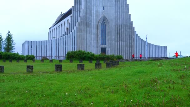 Reykjavik Iceland Juni 2018 Blick Auf Hallgrimskirkja Die Kathedrale Der — Stockvideo