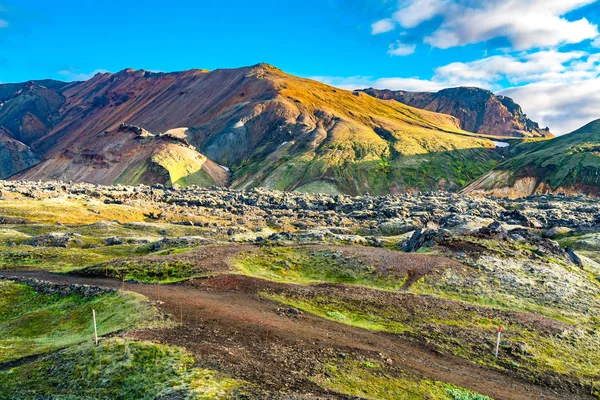 Luz Mañana Hermosa Montaña Landmannalaugar Las Tierras Altas Islandia —  Fotos de Stock