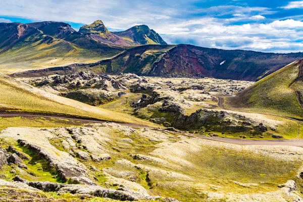 Fjallabak Nature Reserve Izland Center Vulkáni Sziklák Vulkáni Táj Borított — Stock Fotó