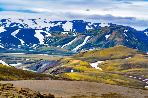 Vista Del Hermoso Paisaje Islandés Temporada Verano Landmannalaugar Las Tierras — Foto de Stock