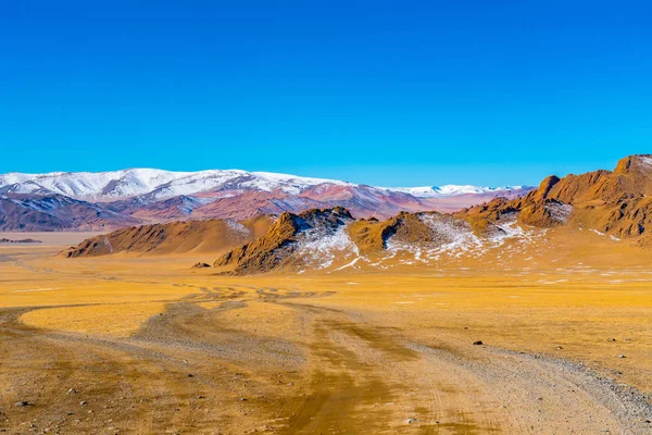 蒙古乌尔吉的大黄色草原和丘陵夏季的山地景观 — 图库照片