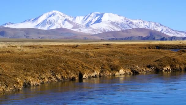 Mongoliska Ger Nära Khar Sjön Vid Khovd Mongoliet — Stockvideo