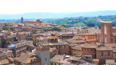 Siena, Toskana hill town Toskana İtalya Romanesk Gotik Siena Katedrali ile havadan görünümü