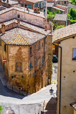 Ortaçağ ve Rönesans hill kasabasının Güney Toskana İtalya Montepulciano'deki Cityscape