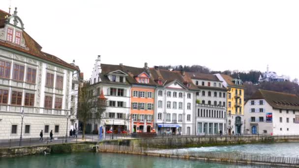 Lucerne Suíça Março 2018 Vista Panorâmica Edifício Centro Histórico Cidade — Vídeo de Stock