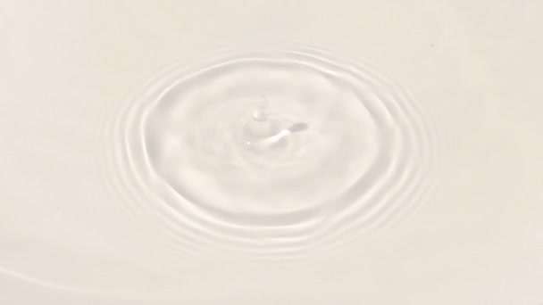 Goutte Eau Douce Surface Eau Dans Une Plaque Blanche Ralenti — Video