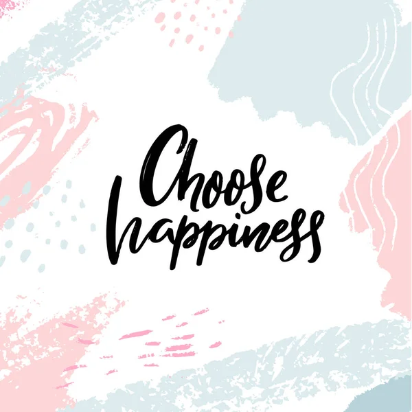 Choose Happiness Inspirational Positive Slogan Motivational Quote Brush Calligraphy Abstract — Stock Vector