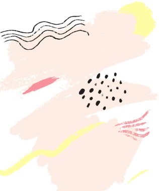 Soyut boyalı lekeler ve şekillerle minimalizm dokusu. Darbelerle narin arkaplan