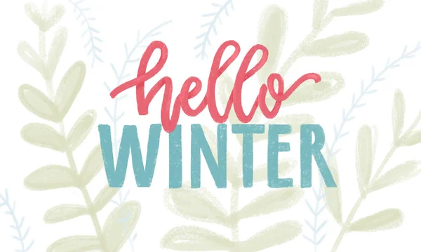 Bannière Hello Winter Pour Les Médias Sociaux Typographie Personnalisée Avec — Photo
