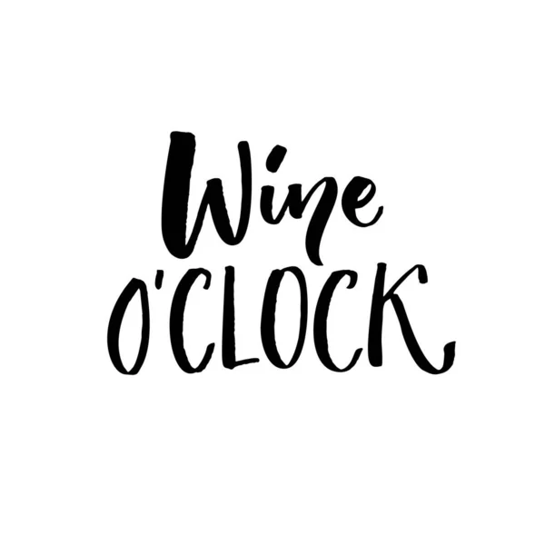 Vinho Oclock Citação Fundo Branco —  Vetores de Stock