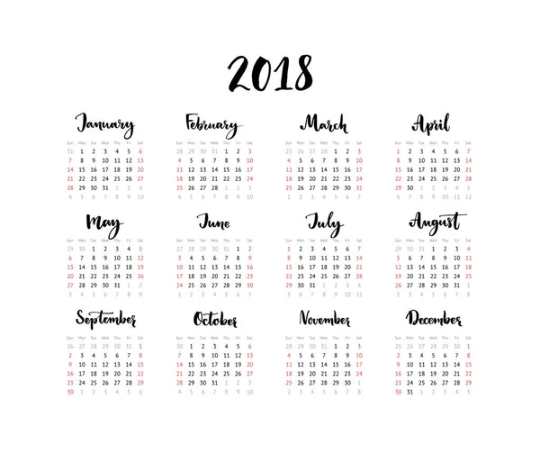 2018 takvim modern vektör şablonu