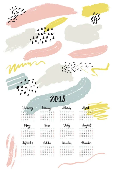 Calendrier 2018 Modèle Vectoriel Moderne — Image vectorielle