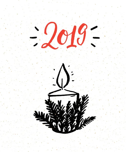 Diseño Tarjetas Felicitación Año Nuevo 2019 Con Números Escritos Mano — Archivo Imágenes Vectoriales