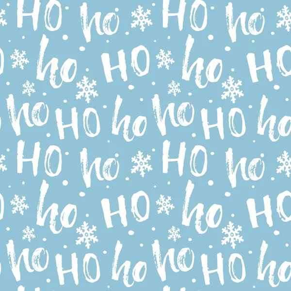 Hohoho Der Weihnachtsmann Lacht Nahtloser Hintergrund Für Weihnachtsdesign Vektorblaue Textur — Stockvektor