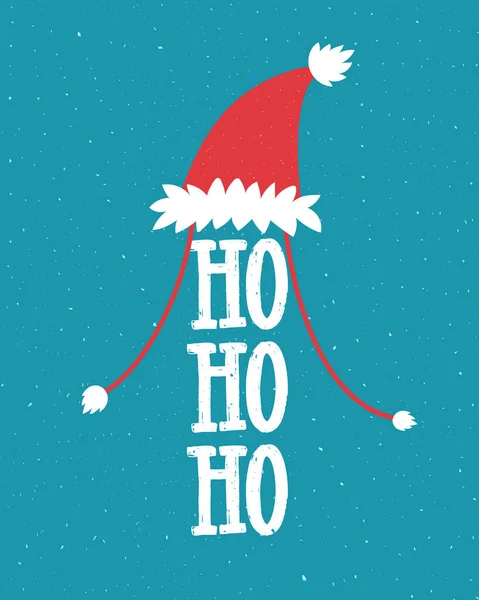 Illustration Drôle Noël Avec Chapeau Père Noël Rire Lettrage Main — Image vectorielle