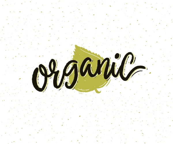 Parola Organica Etichetta Manoscritta Confezione Prodotti Naturali — Vettoriale Stock