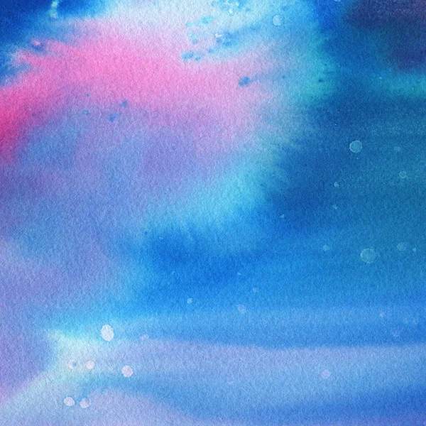 Großer Nasser Aquarellfleck Auf Blau Bemalter Textur Baumwollpapier Effekt Wassertropfen — Stockfoto