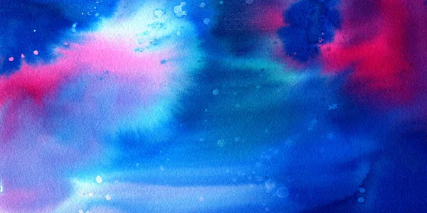 Akvarell Textur Med Vattenstänk Vått Bomullspapper Vacker Blandning Djupblå Turkos — Stockfoto