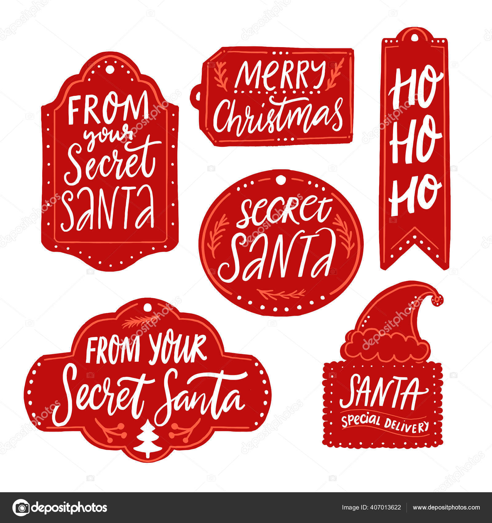 Secret Santa Gift Tags Red Labels Text Handwritten Inscriptions In Secret Santa Label Template
