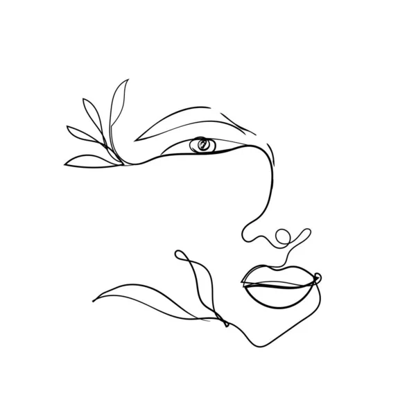 Femme Face Une Ligne Dessin Élément Conception Pour Logo Beauté — Image vectorielle