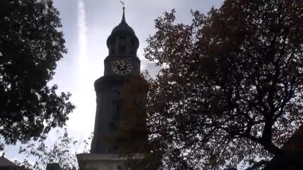 Hareket Zaman Atlamalı Michael Kilisesi Hamburg Almanya Almanca Hauptkirche Sankt — Stok video