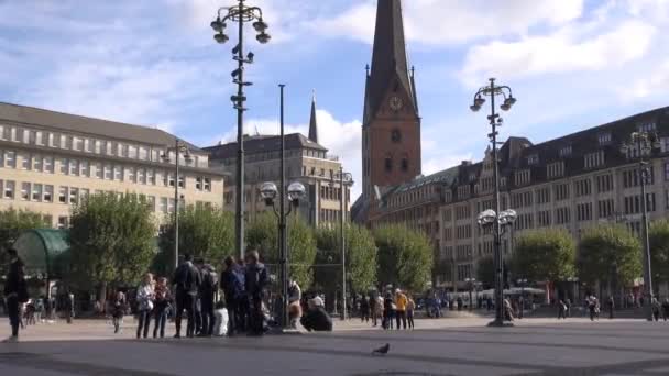 Motion Time Lapse Escena Ciudad Hamburg Alemania Rathausmarkt — Vídeo de stock