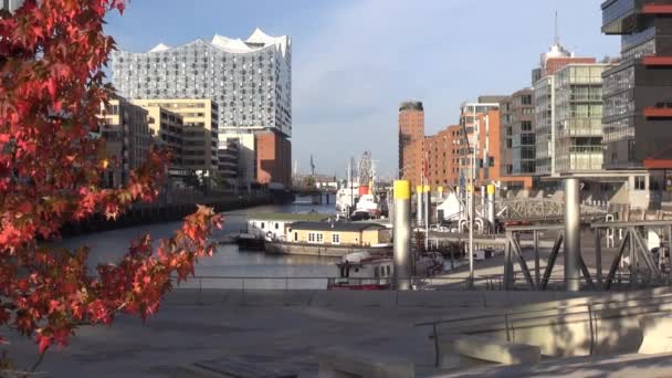 Haven Van Traditie Van Sandtorkai Het Kwartaal Hafencity Hamburg Duitsland — Stockvideo