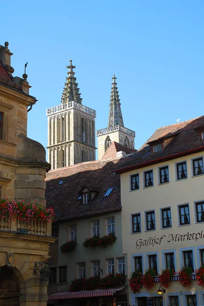 Chiesa San Giacomo Rothenburg Der Tauber Vista Dalla Piazza Del — Foto Stock