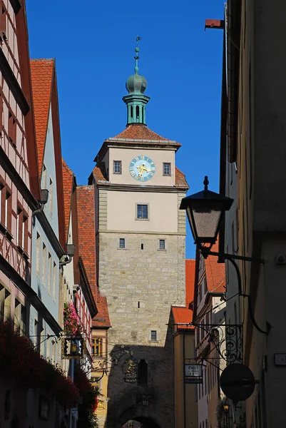 Fehér Torony Rothenburg Der Tauber Bajorország Mittelfranken Frankföld Bajorország Dél — Stock Fotó