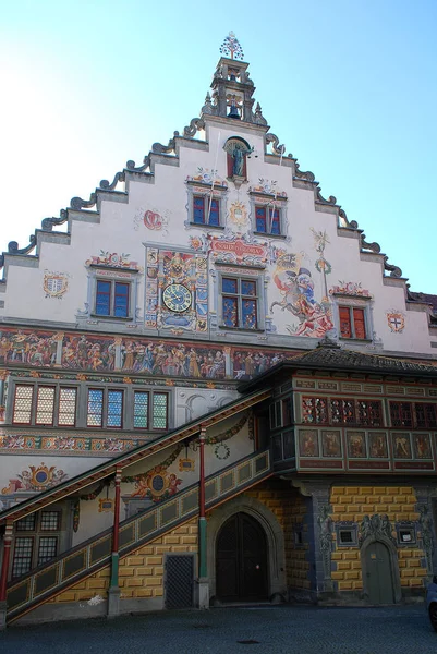 Dettaglio Del Retro Del Vecchio Municipio Lindau Bodensee Germania Vecchio — Foto Stock