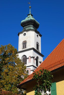 Kilise St. Stephan, Pazar Meydanı., Lindau, Bodensee, Almanya. Kasaba parish Kilisesi civarında 1180 inşa edildi ve birkaç kez mevcut görünümünü Rokoko döneminde adapte oldu