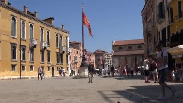 Time Lapse Venetië Italië Campo Santo Stefano Een Stadsplein Buurt — Stockvideo