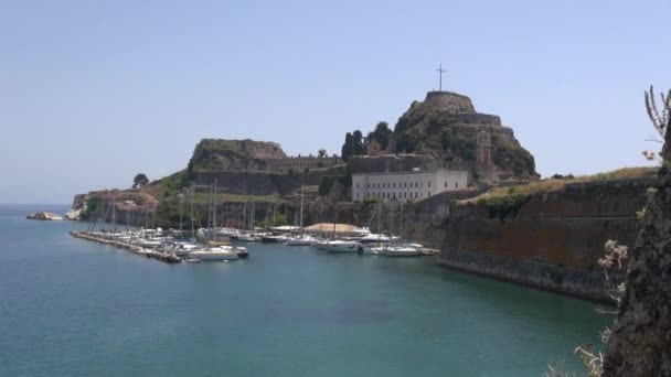 Corfù Città Grecia Fortezza Vecchia Corfù Una Fortezza Veneziana Nella — Video Stock