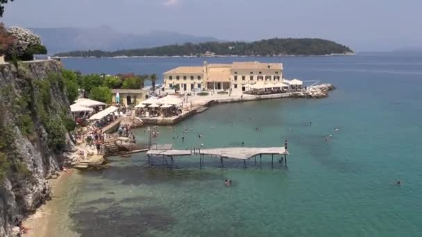 Miasto Korfu Grecja Plaża Zatoka Pobliżu Pałacu Michała Jerzego — Wideo stockowe