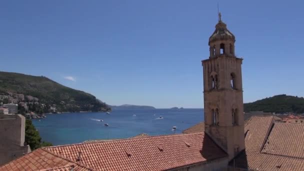 Telhados Cidade Velha Dubrovnik Com Mosteiro Dominicano Que Uma Das — Vídeo de Stock
